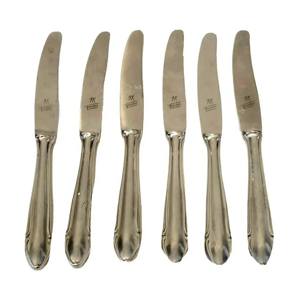 JA Henckels Dinner Knives Set of 6 Friodur Friosil Hollow 7" Vintage